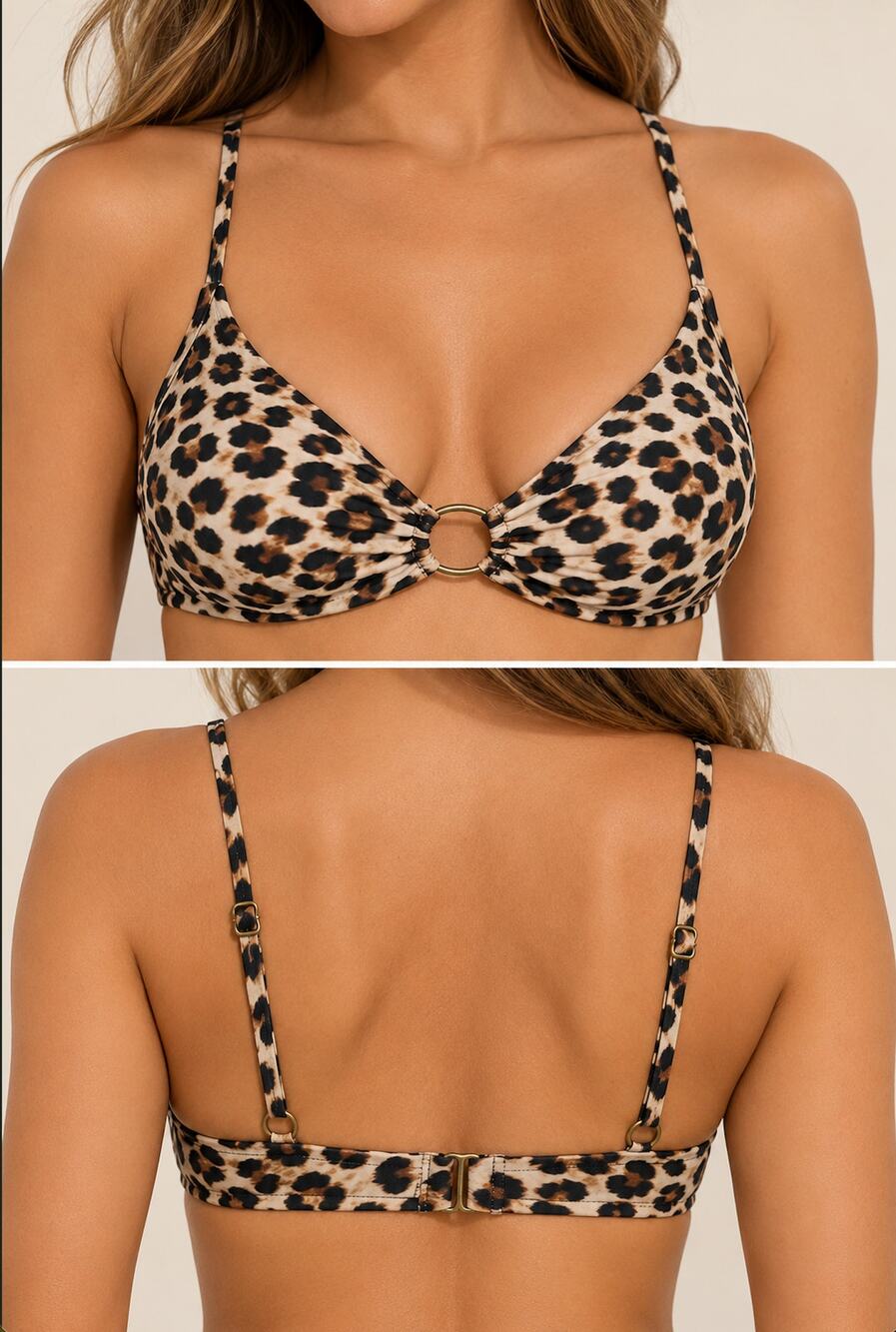 Andie The Bonita Bikini Top Cheetah Print NWT Size M